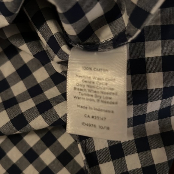 TALBOTS PLUS WOMENS NAVY & WHITE CHECKERED LONG SLEEVE BUTTONED DOWN SHIRT SZ 2X - Picture 8 of 9